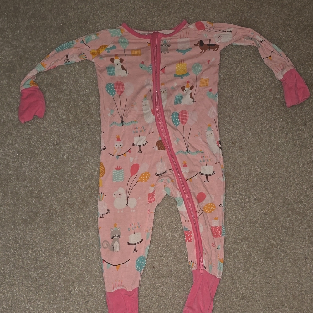 Little Sleepies Pink Party Animals 3-6 Month
